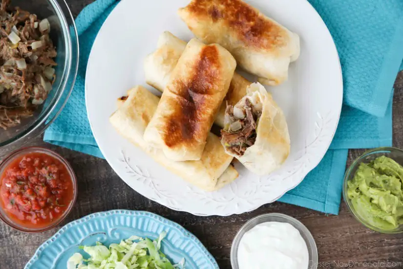 Instant Pot Chimichangas are a favorite family dinner with tender shredded beef, seasoned to perfection, and wrapped in tortillas to fry or bake. (+ Recipe Video!)