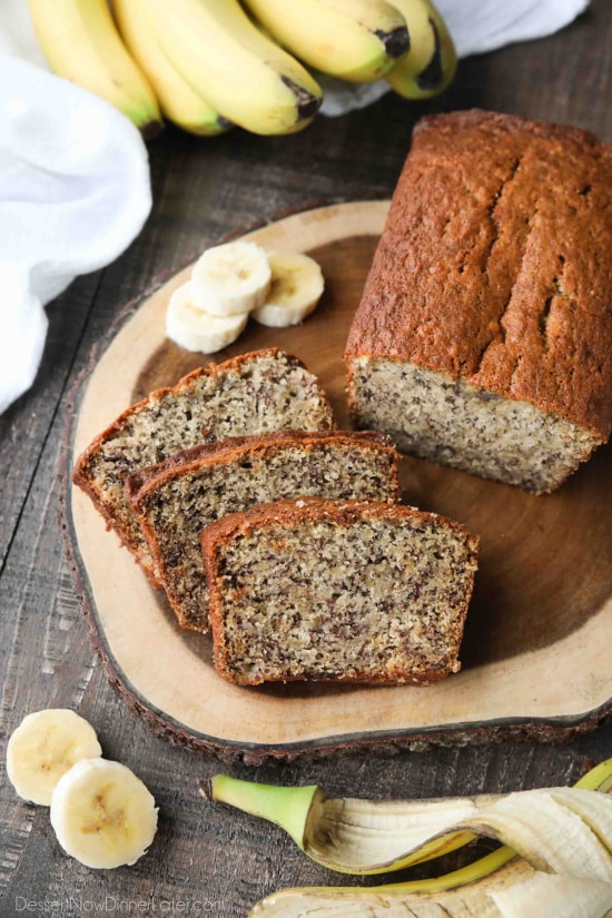 Use up those ripe bananas in this easy Banana Bread Recipe. The most delicious, moist, classic banana bread recipe. No mixer needed for this one-bowl quick bread.