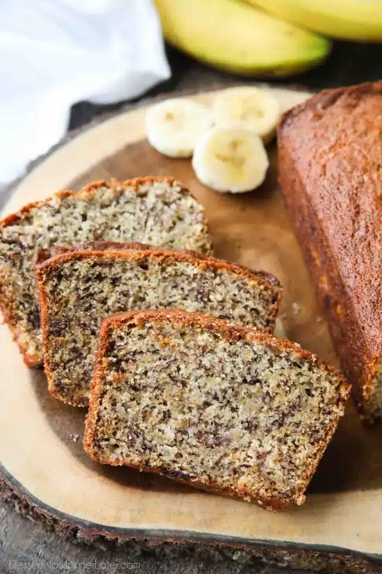 Use up those ripe bananas in this easy Banana Bread Recipe. The most delicious, moist, classic banana bread recipe. No mixer needed for this one-bowl quick bread.