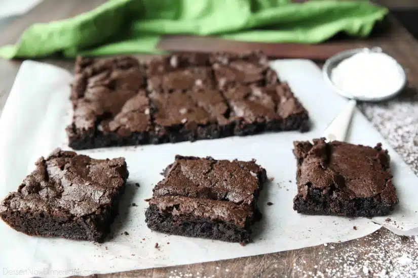 Homemade fudgy brownies are cheap and easy to make in one bowl like you would with a boxed mix from the store! Super moist and fudgy, these brownies will get eaten fast!