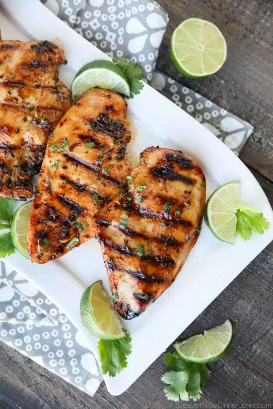 This Chipotle Chicken is marinated in a bold, sweet and spicy mixture with tasty herbs and spices, creating juicy, flavorful grilled chicken. Our absolute favorite chicken marinade!