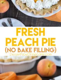 This Fresh Peach Pie has a no-bake filling that uses fresh, uncooked peaches and a simple homemade glaze inside of a crisp pie crust. A great recipe for fresh peaches!