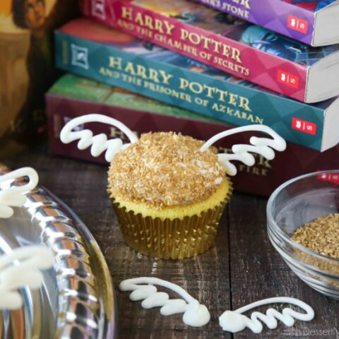 You don't need to be a professional cake decorator to make these super easy Golden Snitch Cupcakes for your Harry Potter Birthday Party! (+More Harry Potter Party Ideas!)