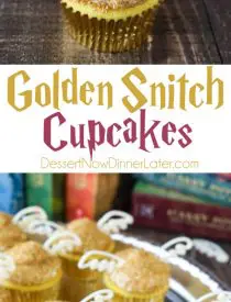 You don't need to be a professional cake decorator to make these super easy Golden Snitch Cupcakes for your Harry Potter Birthday Party! (+More Harry Potter Party Ideas!)