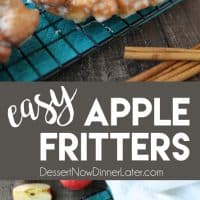 Apple Fritters - an easy and delicious yeast doughnut with chunks of apples, ground cinnamon, and a sweet glaze. #frozendough