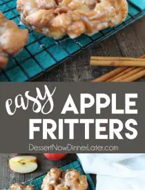 Apple Fritters - an easy and delicious yeast doughnut with chunks of apples, ground cinnamon, and a sweet glaze. #frozendough