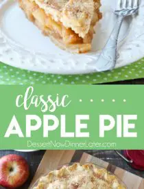 This homemade apple pie recipe has a flaky pie crust with cinnamon-sugar sprinkled on top and an extra fruity apple pie filling with just the right amount of sauce.