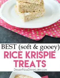 The Best Rice Krispie Treats Recipe is soft, gooey, crispy, and chewy -- and this is it! Better than the original, you won't be able to just eat one! Enjoy this classic (done right) with your family and friends. 