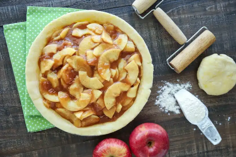 Homemade Apple Pie Filling is easy, delicious, and freezes well! Use it for apple pie, apple crisp, or any dessert that uses canned apple pie filling. Stays freezer fresh up to 12 months!