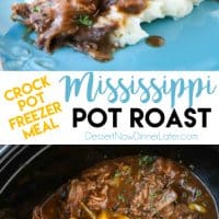This flavorful Mississippi Pot Roast is a great make-ahead freezer meal. It's slow cooked in the crock pot to create tender shredded beef in a saucy gravy. Serve it with mashed potatoes, rice, or noodles.
