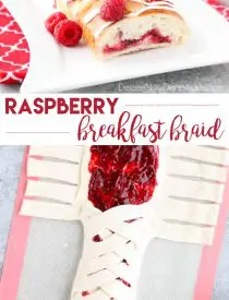 Raspberry Breakfast Braid - a quick raspberry sauce and cream cheese filling are stuffed inside this easy braided bread that's drizzled with a sweet and simple icing. A special breakfast or dessert for weekends or holidays with step-by-step pictures to help you make it.