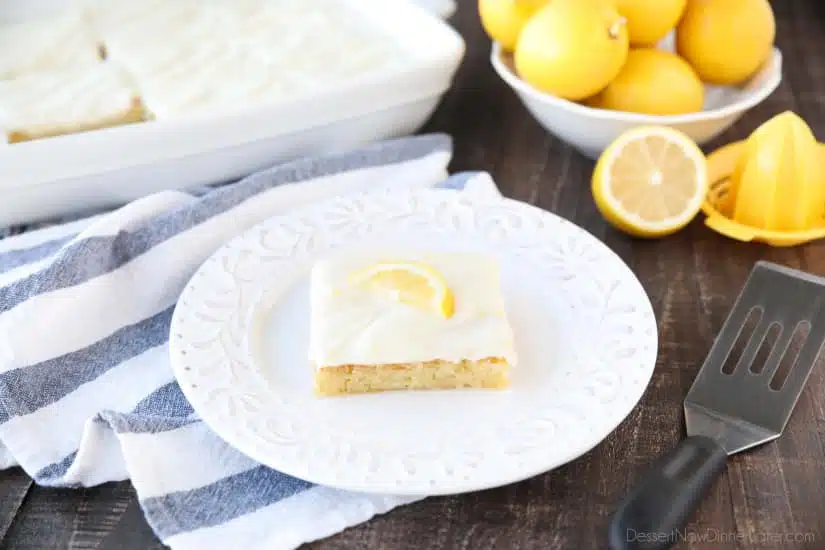 These Blonde Lemon Brownies are wonderfully tangy, sweet, and moist dessert bars. They have a dense texture like a fudgy brownie, and are topped with a creamy lemon icing for the ultimate lemon dessert.