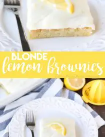 These Blonde Lemon Brownies are wonderfully tangy, sweet, and moist dessert bars. They have a dense texture like a fudgy brownie, and are topped with a creamy lemon icing for the ultimate lemon dessert.