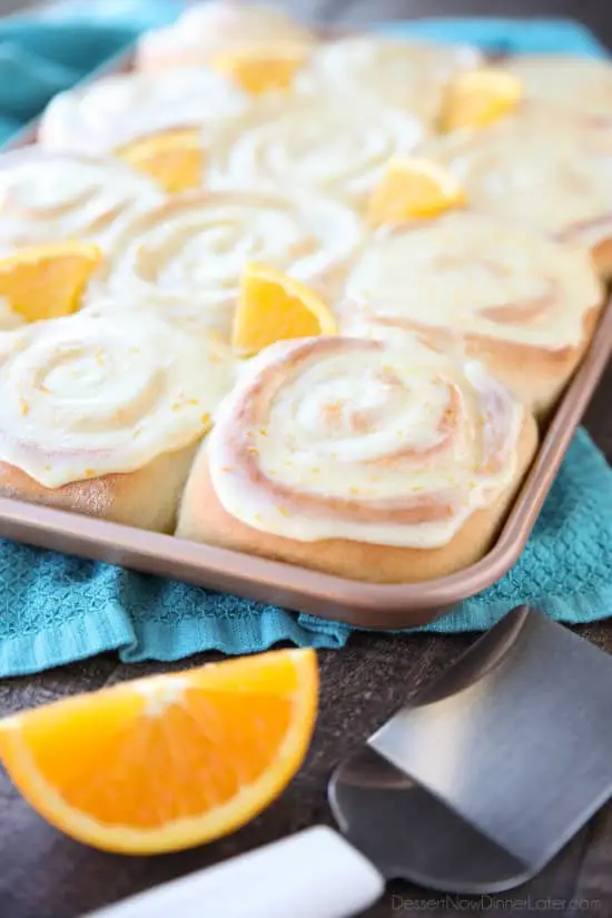 Orange Rolls are a delicious sweet roll made with a soft and fluffy potato dough filled with a zest-infused sugar and topped with a fresh orange glaze. Perfect for breakfast, weekend brunch, or holidays -- like Easter.