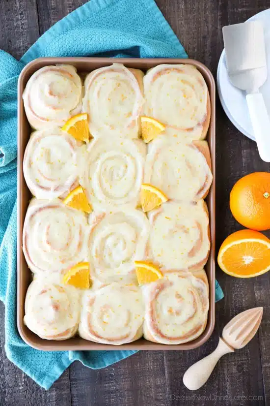 Orange Rolls are a delicious sweet roll made with a soft and fluffy potato dough filled with a zest-infused sugar and topped with a fresh orange glaze. Perfect for breakfast, weekend brunch, or holidays -- like Easter.