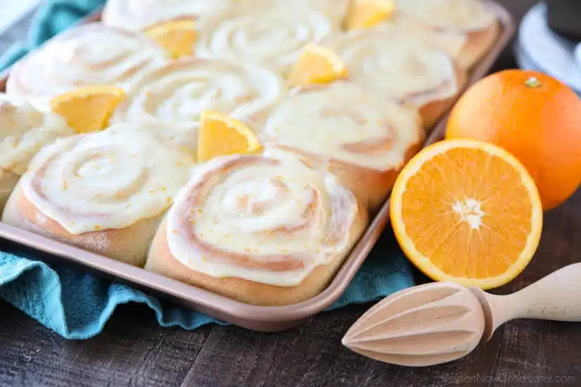 Orange Rolls are a delicious sweet roll made with a soft and fluffy potato dough filled with a zest-infused sugar and topped with a fresh orange glaze. Perfect for breakfast, weekend brunch, or holidays -- like Easter.