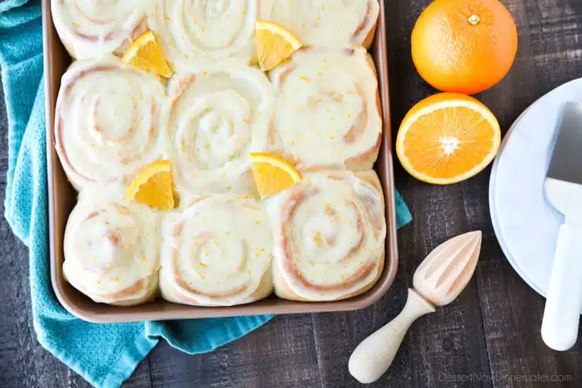 Orange Rolls are a delicious sweet roll made with a soft and fluffy potato dough filled with a zest-infused sugar and topped with a fresh orange glaze. Perfect for breakfast, weekend brunch, or holidays -- like Easter.