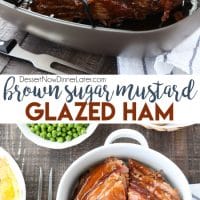 Brown Sugar Mustard Glazed Ham is super easy to make with only a few common ingredients for a thick, sticky glaze. No pre-cooking the glaze. Just mix, slather, and bake. It's the easiest holiday ham! #Easter #Christmas