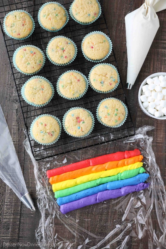 Homemade Funfetti Cupcakes & Rainbow Buttercream