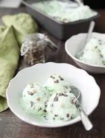 No ice cream maker required for this no churn Mint Chocolate Chip Ice Cream. It's creamy, with just the right amount of mint. Use Andes mint chips for extra mint flavor, or keep it classic with mini chocolate chips.