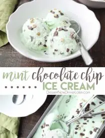 No ice cream maker required for this no churn Mint Chocolate Chip Ice Cream. It's creamy, with just the right amount of mint. Use Andes mint chips for extra mint flavor, or keep it classic with mini chocolate chips.