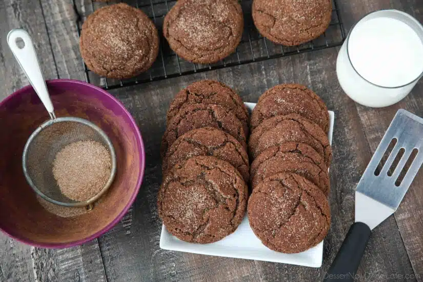 Chocolate Snickerdoodles - soft and chewy chocolate cookies are coated in cinnamon-sugar and baked to perfection.