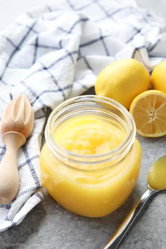 This fast and easy Microwave Lemon Curd is thick and creamy, and cooked in only 5 minutes or less. Use it in pies, tarts, cream puffs, cakes, and more!