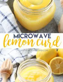 This fast and easy Microwave Lemon Curd is thick and creamy, and cooked in only 5 minutes or less. Use it in pies, tarts, cream puffs, cakes, and more!