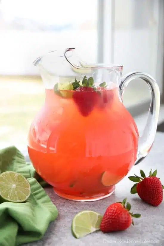 Strawberry Agua Fresca (agua fresca de fresa) is an easy Mexican drink of refreshing fruit water that is lightly sweetened and uses fresh summer strawberries.