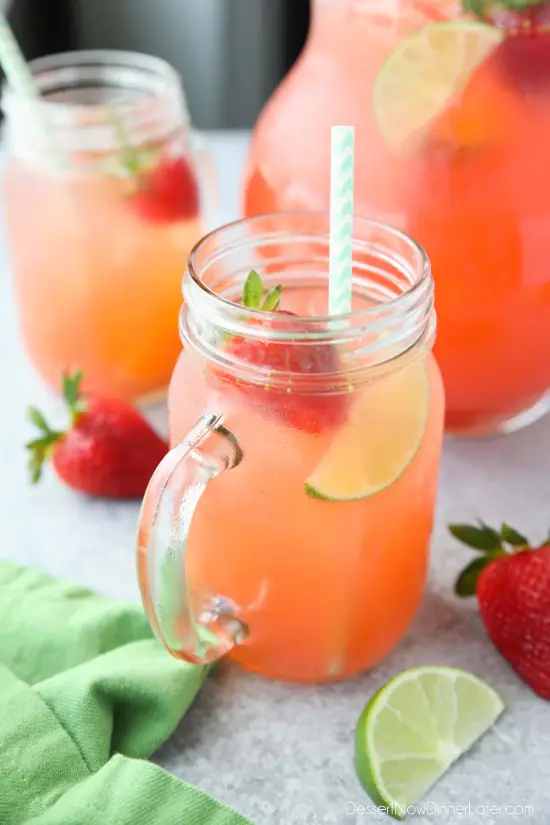 Strawberry Agua Fresca (agua fresca de fresa) is an easy Mexican drink of refreshing fruit water that is lightly sweetened and uses fresh summer strawberries.