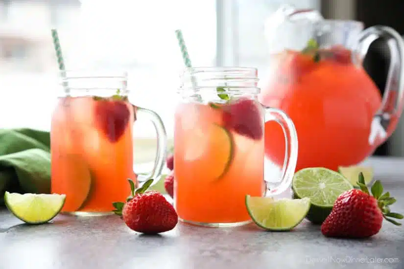 Strawberry Agua Fresca (agua fresca de fresa) is an easy Mexican drink of refreshing fruit water that is lightly sweetened and uses fresh summer strawberries.