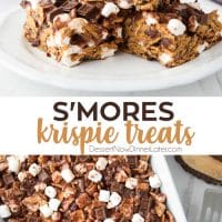 S'mores Krispie Treats have all the flavors of traditional s'mores made into an easy no-bake summer dessert. Loaded with Golden Grahams cereal, plenty of marshmallows and chocolate, these indoor s'mores bars are a crowd favorite.
