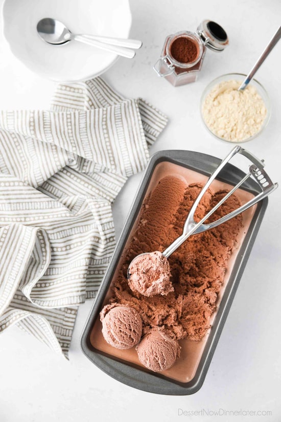 Chocolate Malt Ice Cream turns your favorite milkshake into a summer dessert you can enjoy by the scoop! This no-cook, egg free, easy homemade chocolate ice cream is combined with malted milk powder for that good old-fashioned taste.