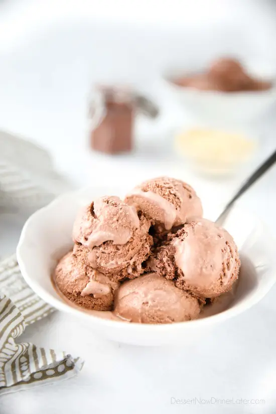 Chocolate Malt Ice Cream turns your favorite milkshake into a summer dessert you can enjoy by the scoop! This no-cook, egg free, easy homemade chocolate ice cream is combined with malted milk powder for that good old-fashioned taste.