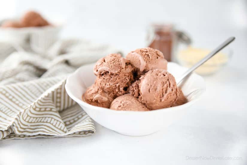 Chocolate Malt Ice Cream turns your favorite milkshake into a summer dessert you can enjoy by the scoop! This no-cook, egg free, easy homemade chocolate ice cream is combined with malted milk powder for that good old-fashioned taste.
