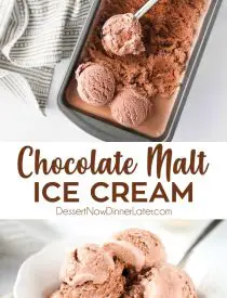 Chocolate Malt Ice Cream turns your favorite milkshake into a summer dessert you can enjoy by the scoop! This no-cook, egg free, easy homemade chocolate ice cream is combined with malted milk powder for that good old-fashioned taste.