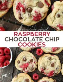 Raspberry Chocolate Chip Cookies takes your favorite chewy chocolate chip cookies to the next level with the addition of sweet and tangy fresh raspberries.