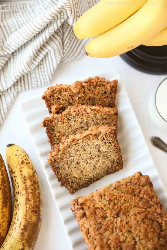 Coffee Cake Banana Bread combines classic banana bread with the amazing cinnamon streusel of coffee cake. This delicious quick bread is perfect for breakfast, brunch, or dessert.