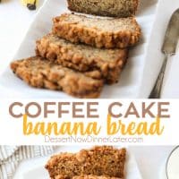 Coffee Cake Banana Bread combines classic banana bread with the amazing cinnamon streusel of coffee cake. This delicious quick bread is perfect for breakfast, brunch, or dessert.