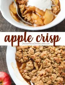 This is the best Apple Crisp recipe! It's full of fresh sliced apples, creates a fruity cinnamon-sugar sauce while it bakes (like apple pie filling), and is topped with a crunchy crumb topping. An easy, old fashioned fall dessert.