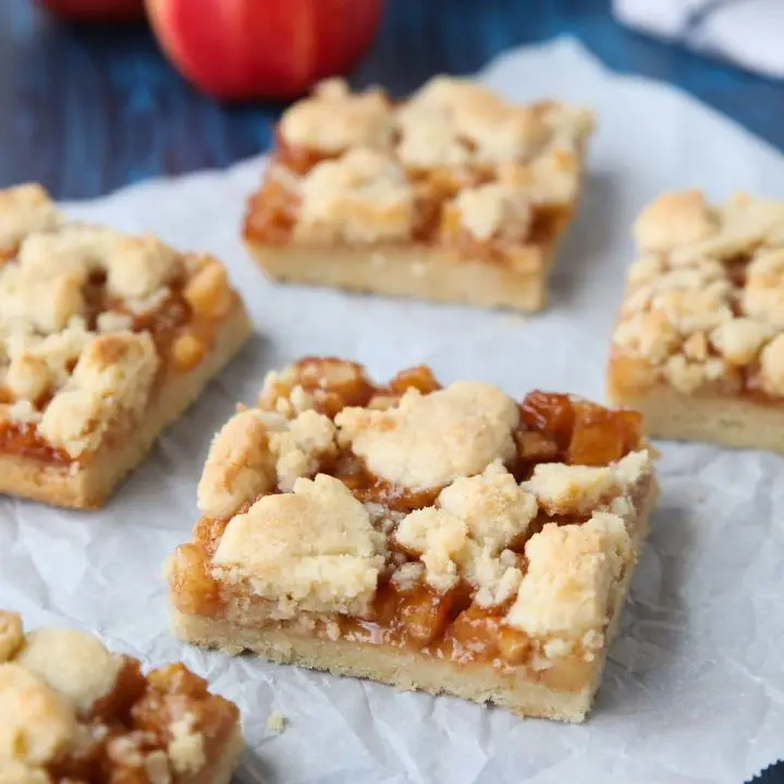 Apple Crumb Bars are better than pie with a buttery shortbread crust and crumble topping, and a fresh homemade apple pie filling in the center.