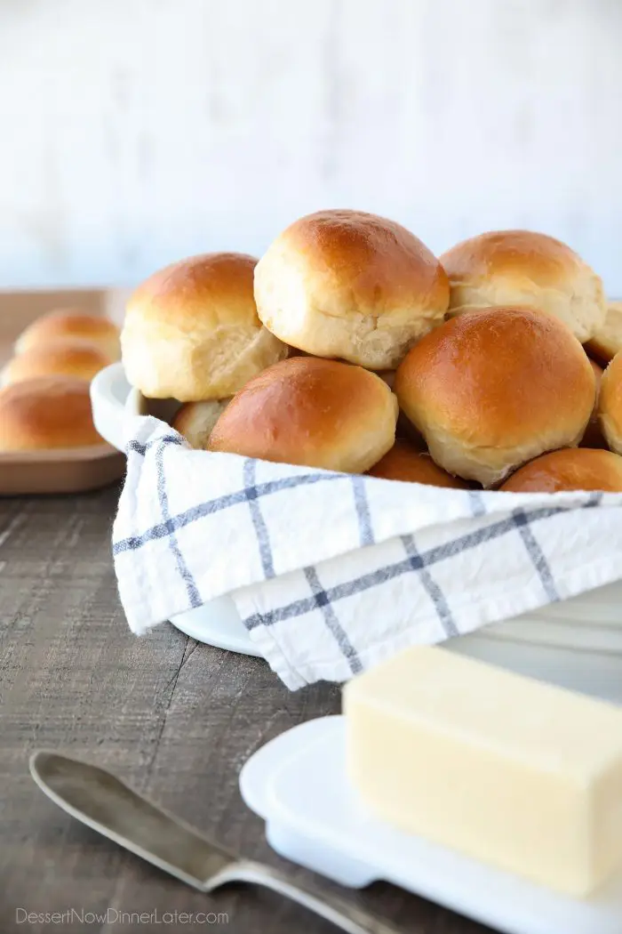 This classic homemade dinner rolls recipe is soft, fluffy, light, and buttery. The perfect bread for any meal or holiday feast.