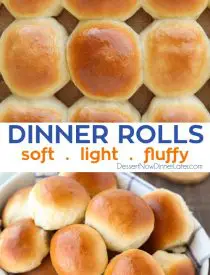 This classic homemade dinner rolls recipe is soft, fluffy, light, and buttery. The perfect bread for any meal or holiday feast.