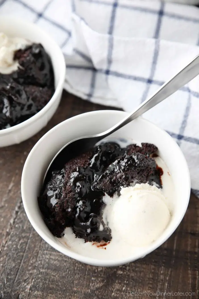 Hot Fudge Pudding Cake is easy to make and magically bakes chocolate cake with a hot fudge pudding sauce in the same pan. It's gooey, chocolatey, and delicious! Serve it warm with ice cream for an even tastier dessert!