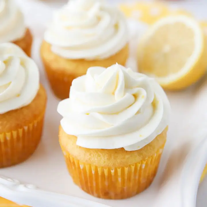 Lemon Cream Cheese Frosting is light and creamy with fresh lemon flavor. It's slightly tangy and not overly sweet. Perfect for piping or decorating cupcakes and cakes.