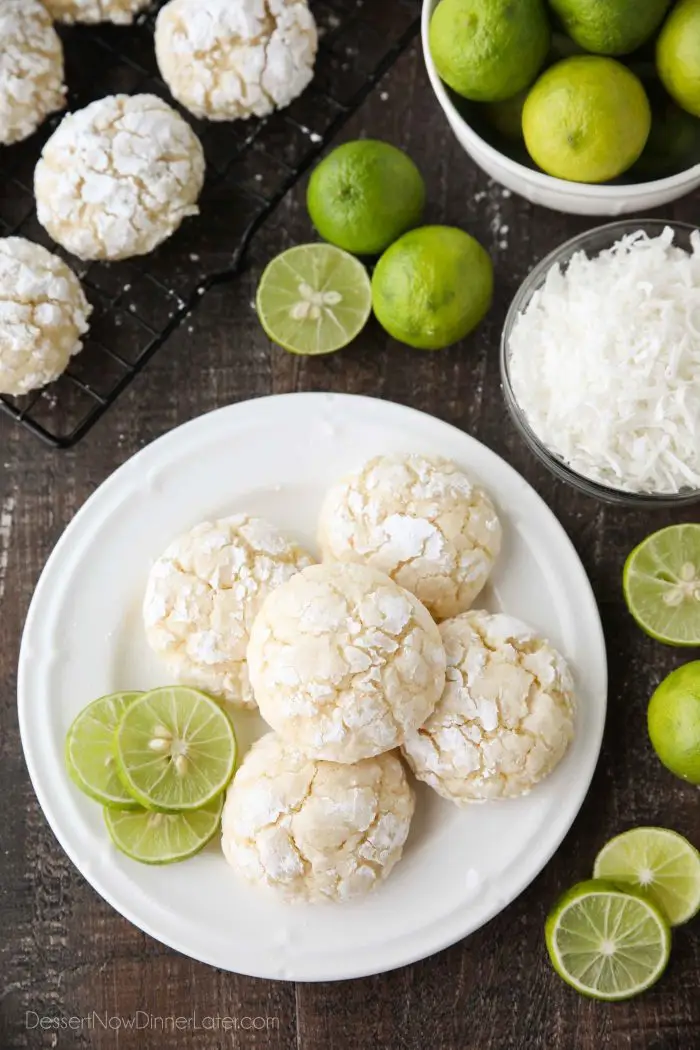 Coconut Key Lime Crinkle Cookies