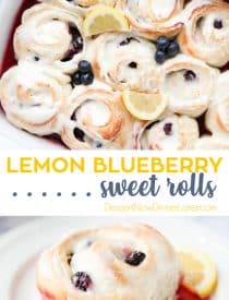Lemon Blueberry Sweet Rolls are so soft, sweet, and tangy. They're super easy to make with store-bought bread dough, a lemony sweet roll filling, plump fresh blueberries, and topped with a tangy lemon cream cheese frosting. These sticky buns are the perfect treat for breakfast, brunch, or dessert.