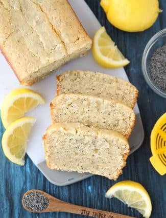 Lemon Poppy Seed Bread has a sweet lemon glaze that is brushed on top while warm, soaking up all of the tangy lemon flavor. An easy quick bread that's moist, velvety, and melt-in-your mouth good.