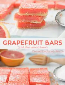 Grapefruit Bars are just like your favorite lemon bars with a shortbread crust and citrus curd, but with the sweeter flavor of pink grapefruit.