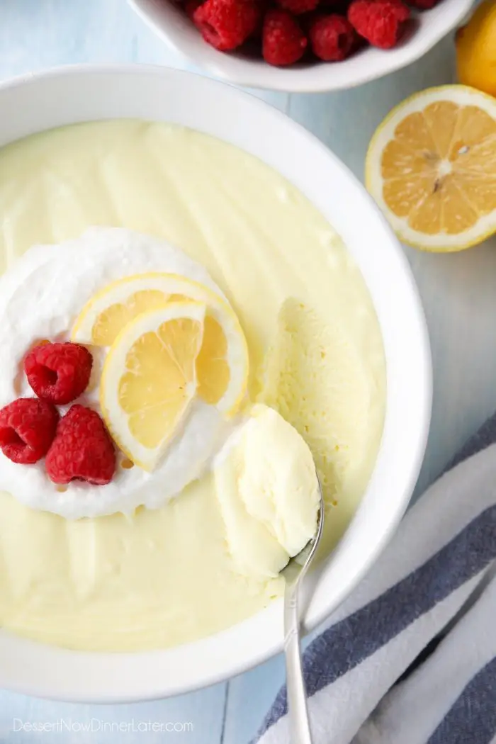 Lemon Jello Salad is fluffy and light like mousse. A tangy dessert or side dish.